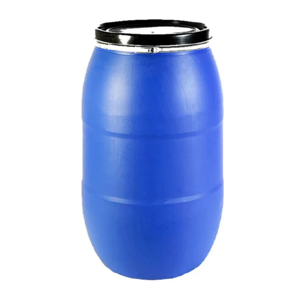 Bidón azul de 220 L T.M. con tapa y aro metálico de ballesta (imagen orientativa)